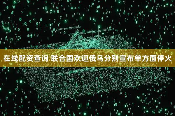 在线配资查询 联合国欢迎俄乌分别宣布单方面停火